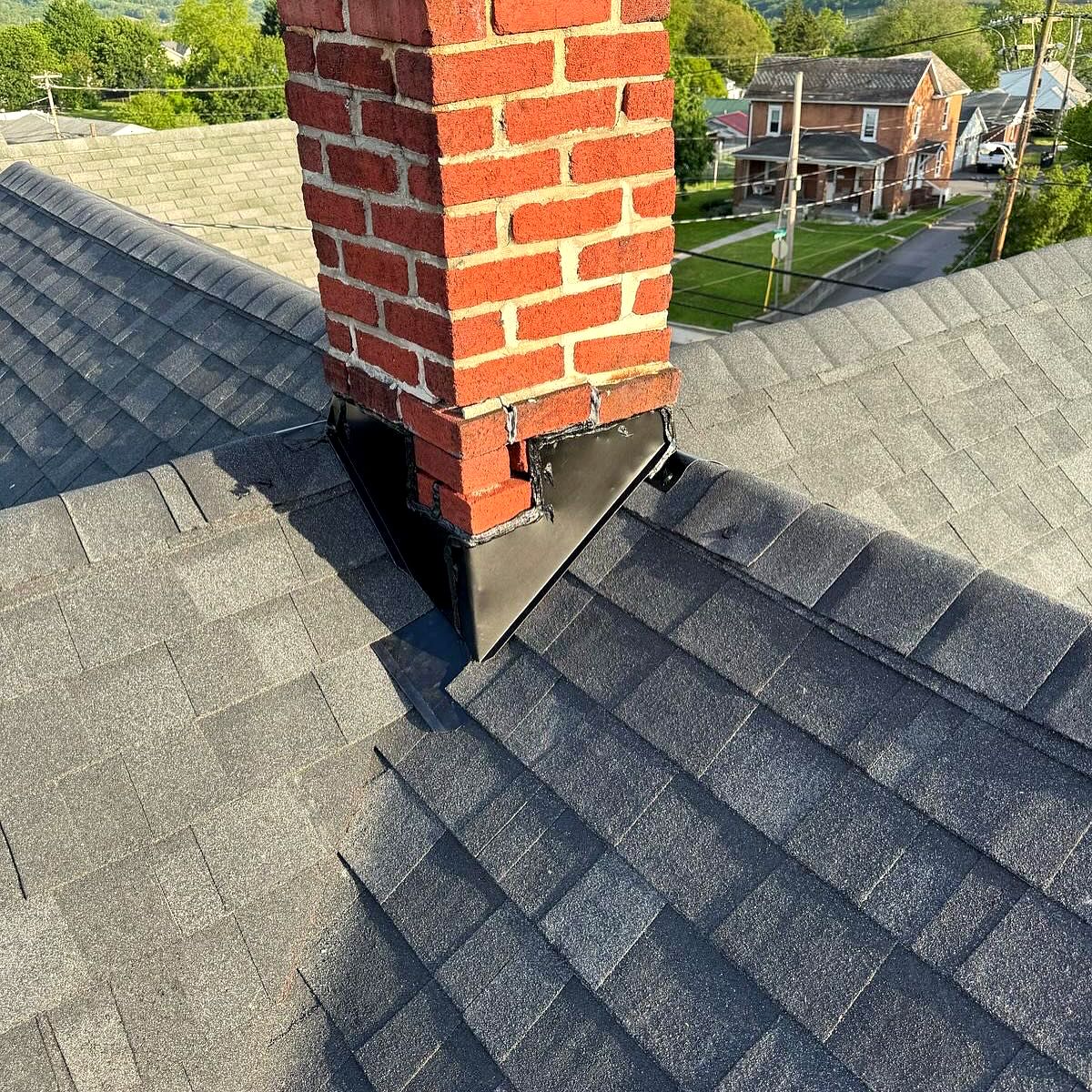 New flashing around a brick chimney