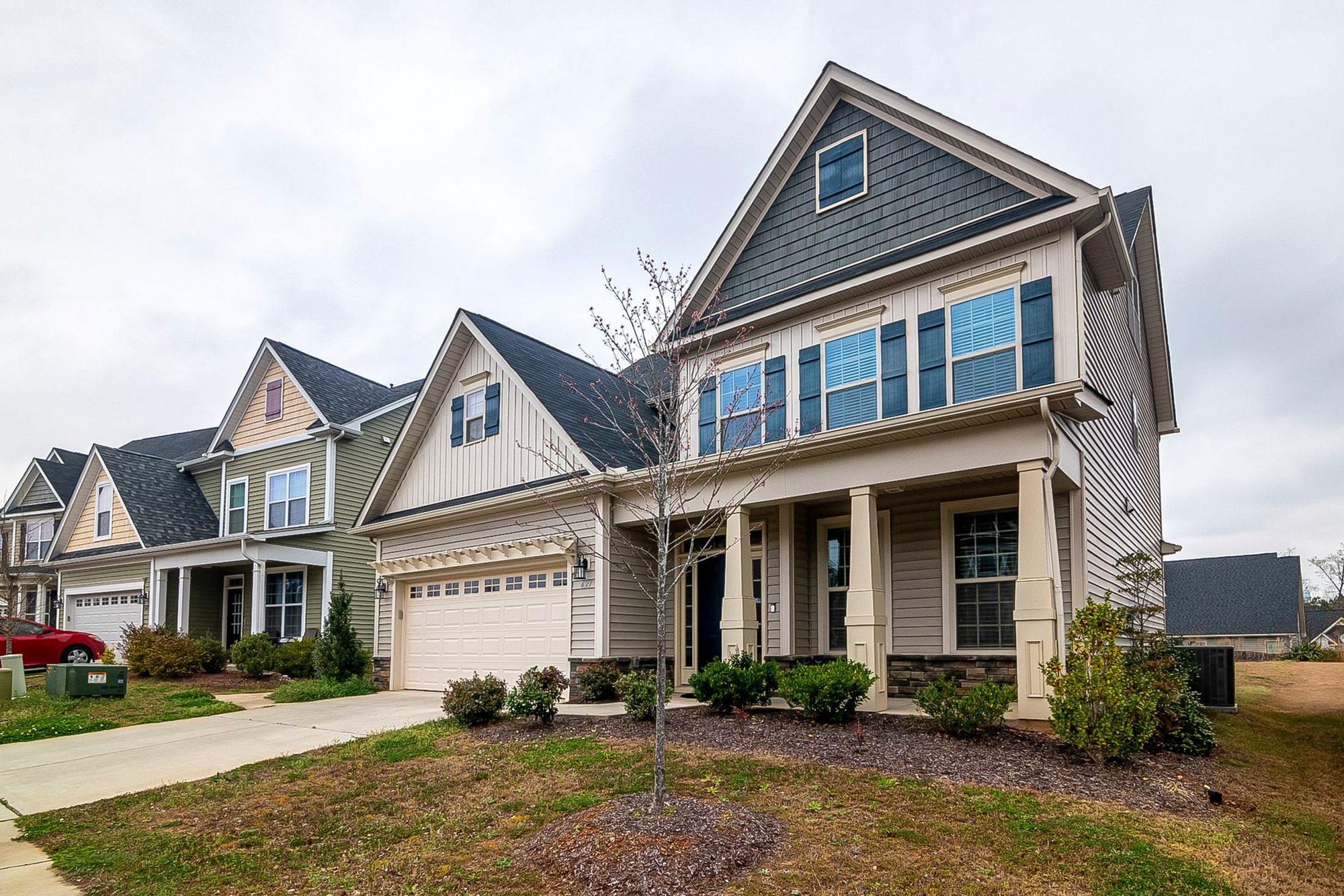 New two-story homes with architectural asphalt shingle roofs